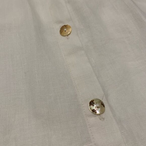 KLEEN Sz 1X 100% Linen button down Long Sleeve Shirt shacket white pockets - Picture 8 of 9